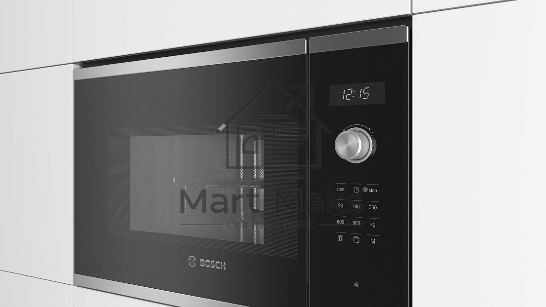 Микроволновая печь встраиваемая Bosch BEL554MS0 нержавеющая сталь/черный, 25 л, 900 Вт, переключатели - поворотный механизм/сенсор