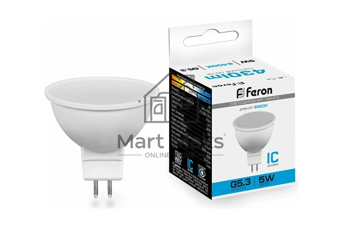 Лампа светодиодная FERON LB-24 (25125) 230V G5.3 6400K