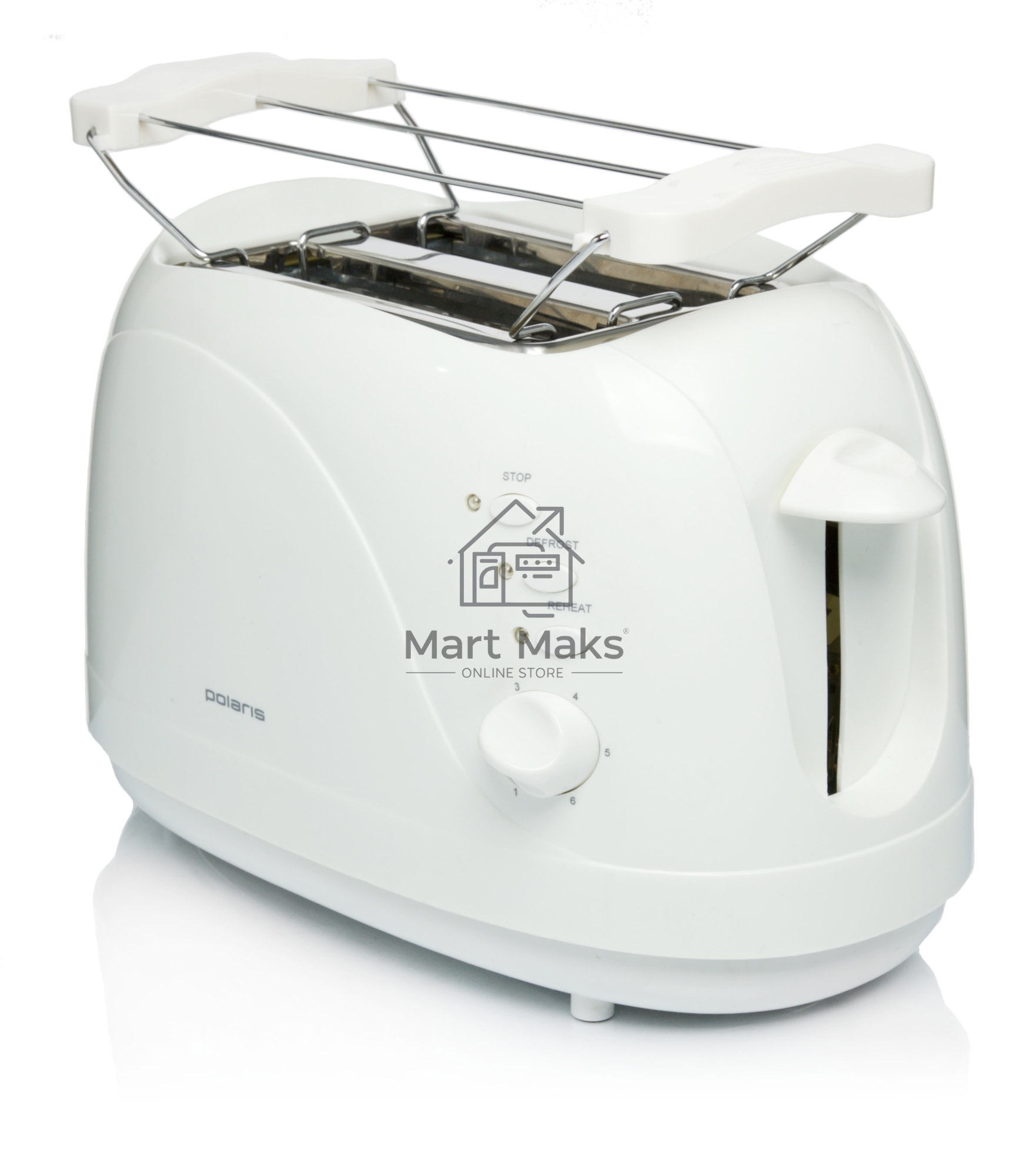 Тостер Polaris PET 0702L белый, 750 Вт, 2 слота