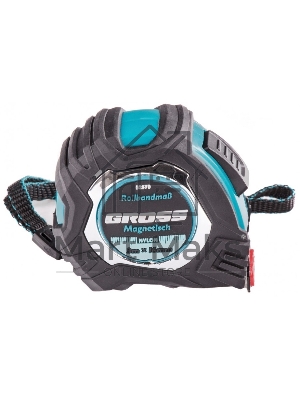 Рулетка Magnetisch, 3м х 16мм,обрезин. корпус,автоматич. фиксация, нейлон. покр.,магн. зацеп Gross