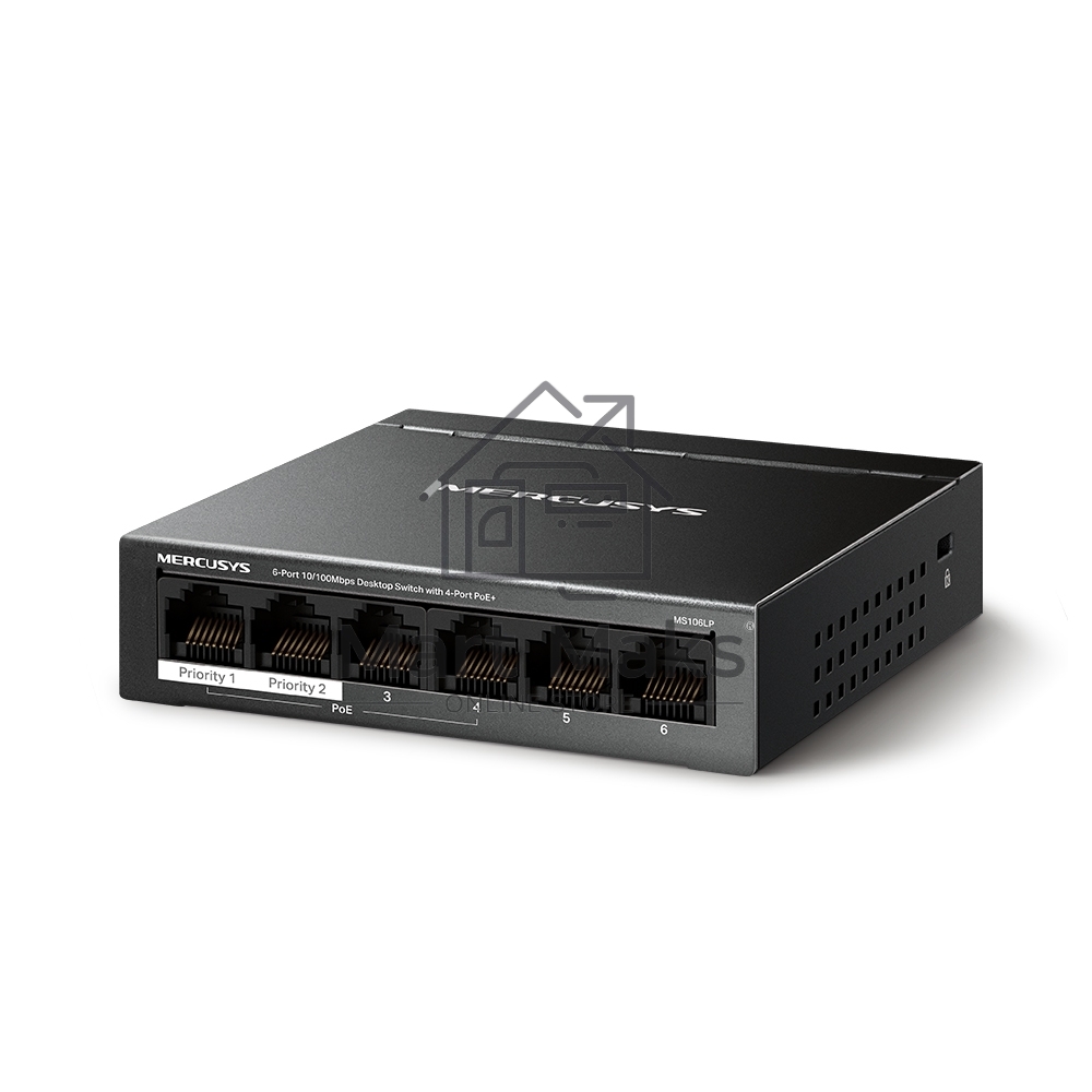 Настольный коммутатор Mercusys MS106LP с 6 портами 10/100 Мбит/с (4 порта PoE+)
