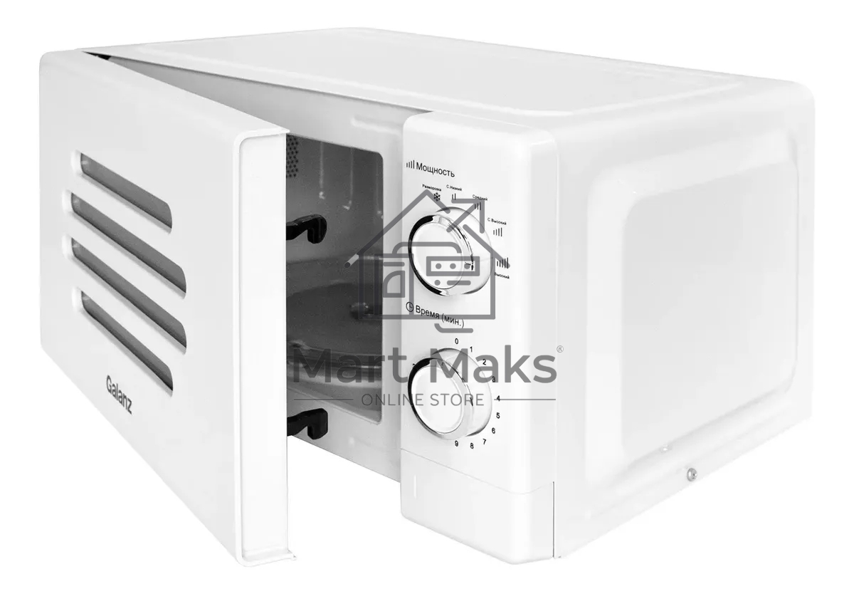 Микроволновая печь Galanz MOS-2007MW белый, 20 л, 700 Вт, переключатели - поворотный механизм