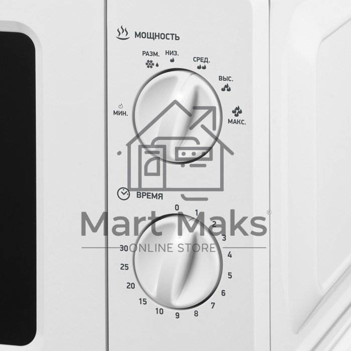 Микроволновая печь BBK 17MWS-781M/W белый, 17 л, 700 Вт, переключатели - поворотный механизм