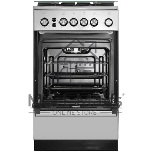 Плита газовая De Luxe 5040.40Г (кр) ЧР-010 серебристый, конфорок 4 шт, духовка 46 л, 50 см x 85 см x 50 см