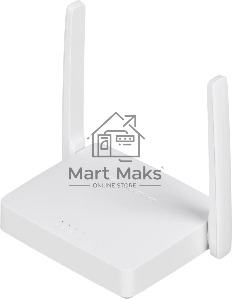 Роутер Mercusys 300Mbps Multi-Mode Wireless N Router, 2× Fixed External Antennas, 2× 10/100 Mbps LAN Ports, 1× 10/100 Mbps WAN Port, FEATURE: Access Point Mode, WPS/Reset Button, IPTV, IPv6, Beamforming, MU-MIMO, Parental Controls, Guest Network