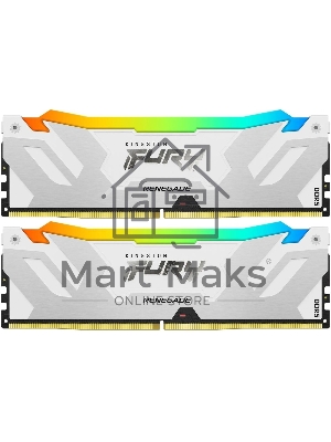 Оперативная память Kingston Fury Renegade, DDR5, 32Gb (2x16Gb), 6400MHz, CL32, DIMM, радиатор, RGB, белый
