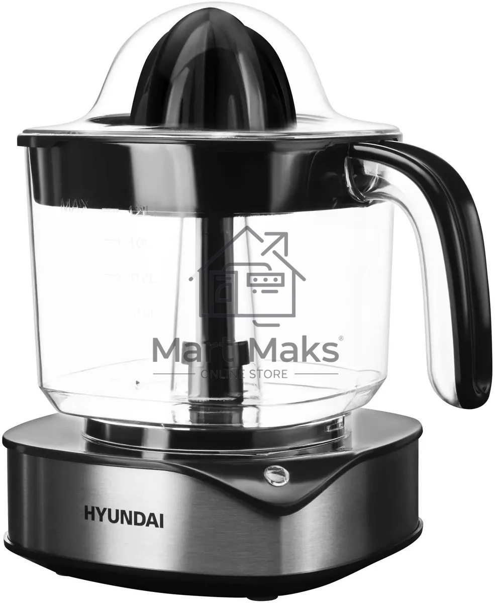 Соковыжималка цитрусовая Hyundai HY-JC4123 30Вт рез.сок.:1200мл. черный/нержавеющая сталь