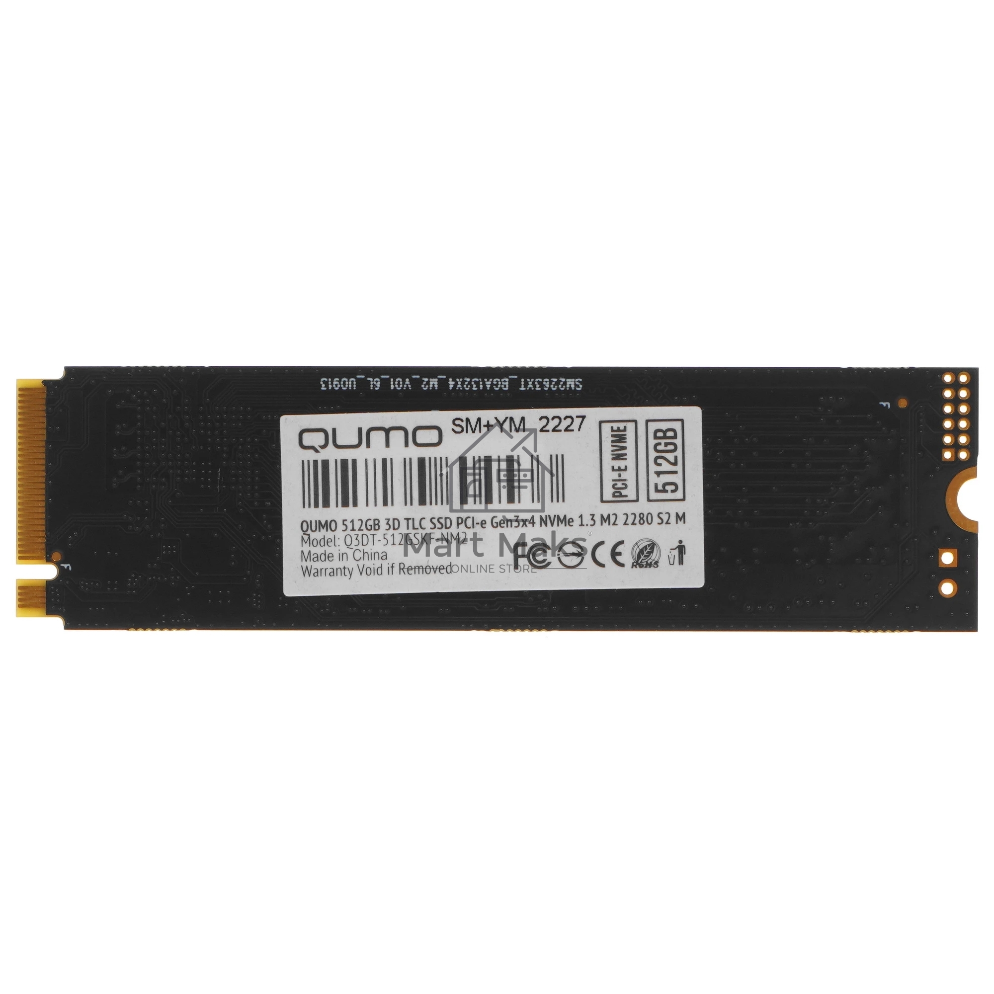 Накопитель SSD QUMO Novation, 512GB, PCIe 3.0 x4, M.2 2280, NVMe, R/W 2500/1900