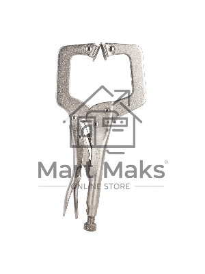 Зажимные клещи С-образные с фиксатором Deli DL20011 Рабочий ход 78 мм. Материал высокоуглеродистая сталь CrMo. Регулировочный винт. Быстросъемная ручка.