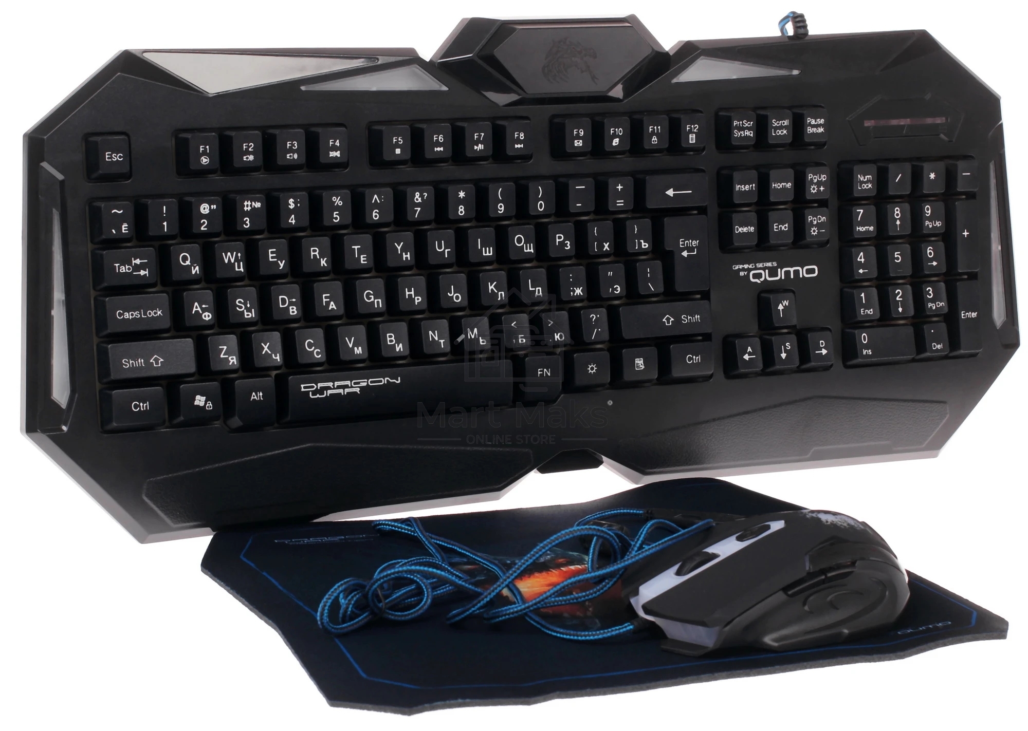 Комплект клавиатура+мышь Qumo Spirit of Wisdom проводной, USB, 2400 DPI, чёрный