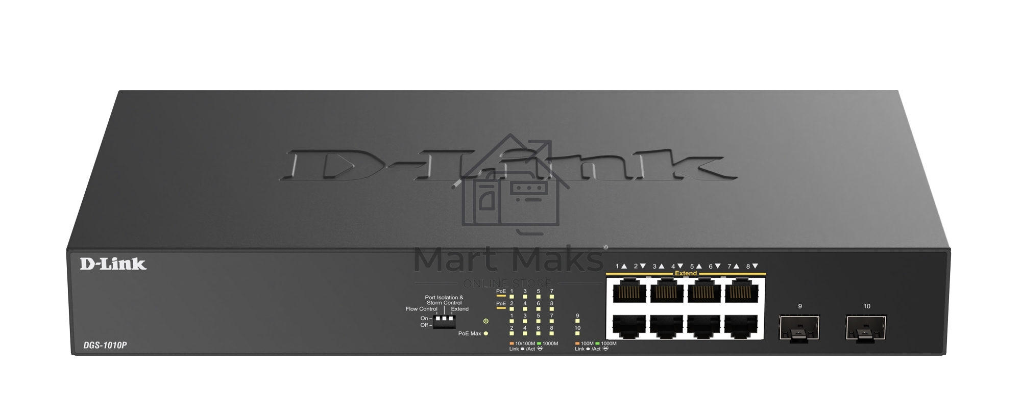 Коммутатор D-Link DGS-1010P/B1A, 8×1 Гбит/с + 2×1 Гбит/с SFP, неуправляемый