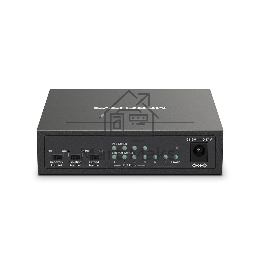Настольный коммутатор Mercusys MS106LP с 6 портами 10/100 Мбит/с (4 порта PoE+)