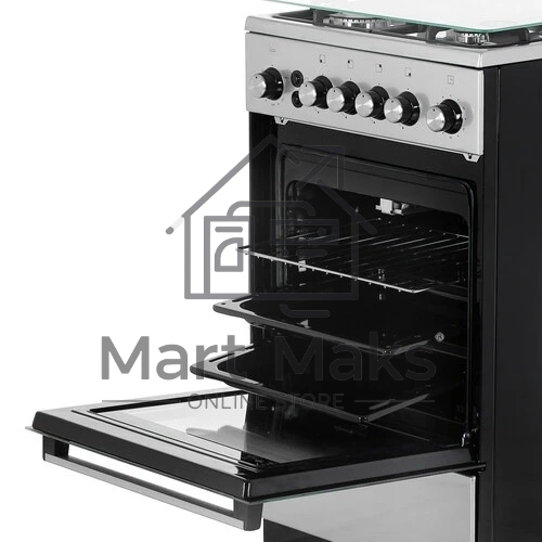 Плита газовая De Luxe 5040.40Г (кр) ЧР-010 серебристый, конфорок 4 шт, духовка 46 л, 50 см x 85 см x 50 см