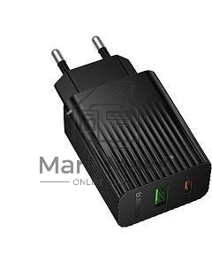 Сетевое зарядное устройство BOROFONE (6941991122750) BAS74A 1USB+1Type-C 3.0A QC3.0 PD 20W Black
