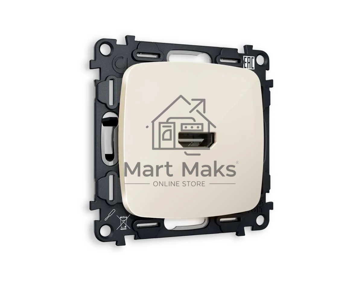 Комплект механизма розетки HDMI 2.0 OMEGA Бежевый глянец 40V/500mA 2.0GHz 5-18Gbit/s QUANT (OP3140, VM222) MO314010