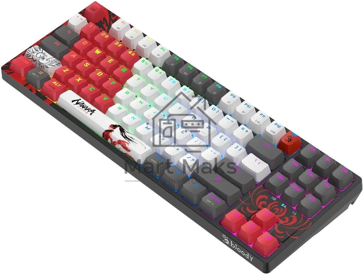 Клавиатура A4Tech Bloody WS87 Naraka беспроводная USB, Bluetooth/Радиоканал черный/красный
