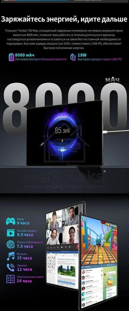 Планшет Teclast T50 Max G99 (2.2) 8C RAM8Gb ROM256Gb 11