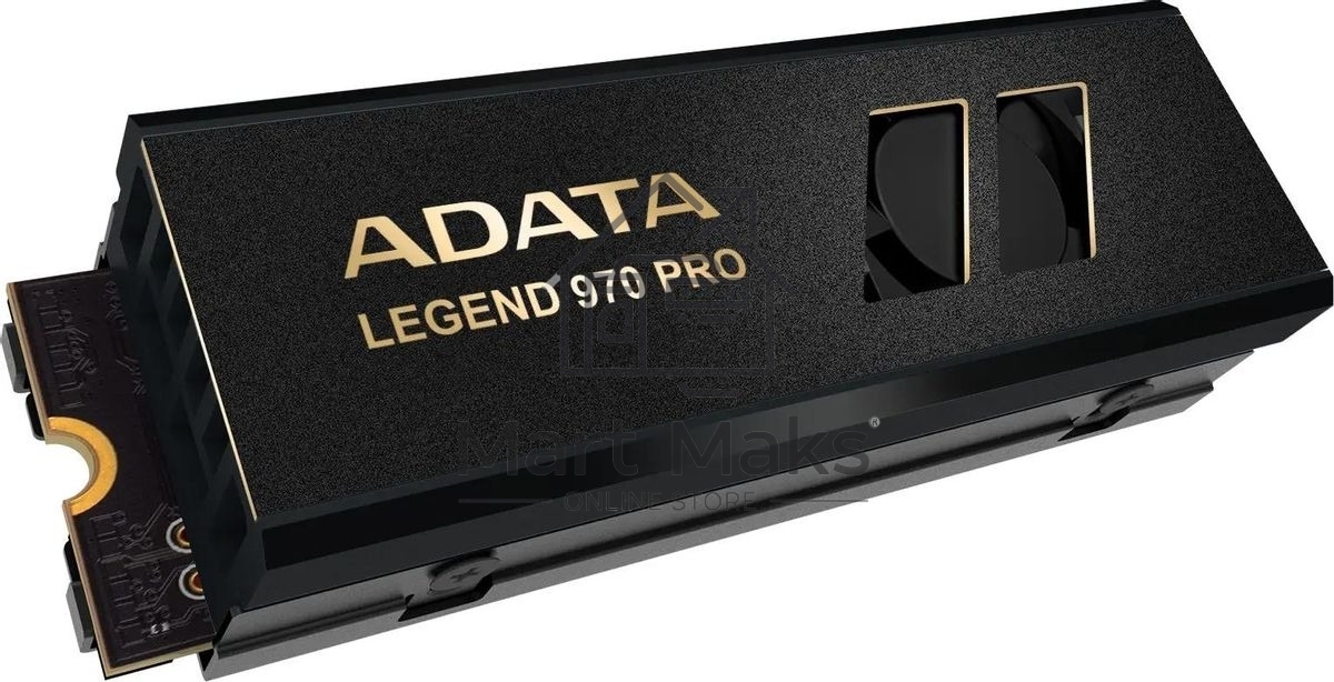 Накопитель SSD ADATA Legend 970 Pro, 1000 Гб, M.2 2280, PCIe 5.0 x4, NVMe 2.0, 3D TLC, R/W 13000/5800 МБ/сек, радиатор с вентилятором