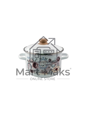 Кастрюля Appetite 1RD221М Roses с крышкой, эмалированная сталь, цилиндрическая 5,5 л