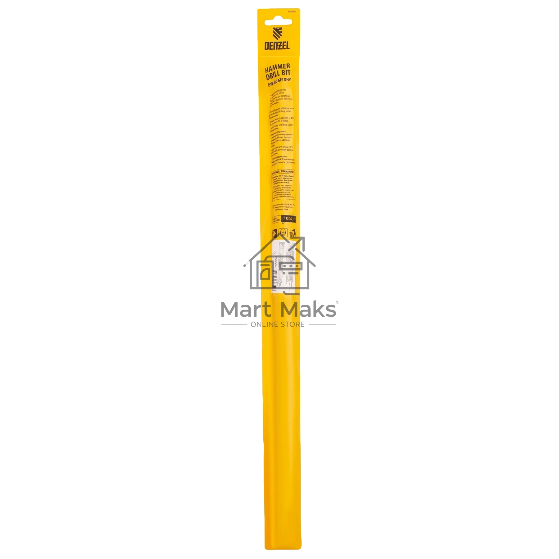 Бур по бетону Denzel двойная спираль, Cobalt W-tip, 22x460 мм, SDS PLUS