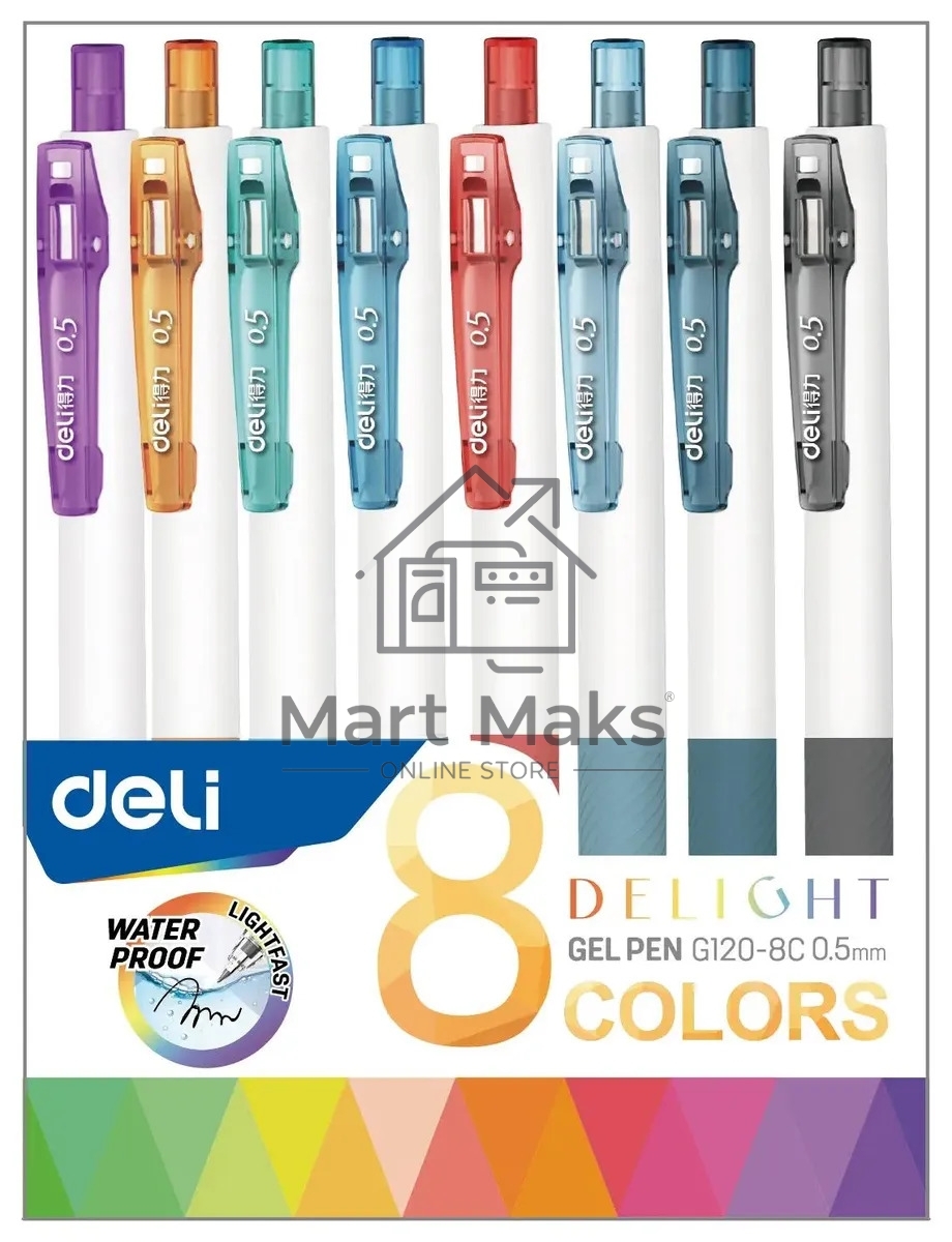 Набор ручек гелевых Deli Delight EG120-8C (8шт), 8 цветов