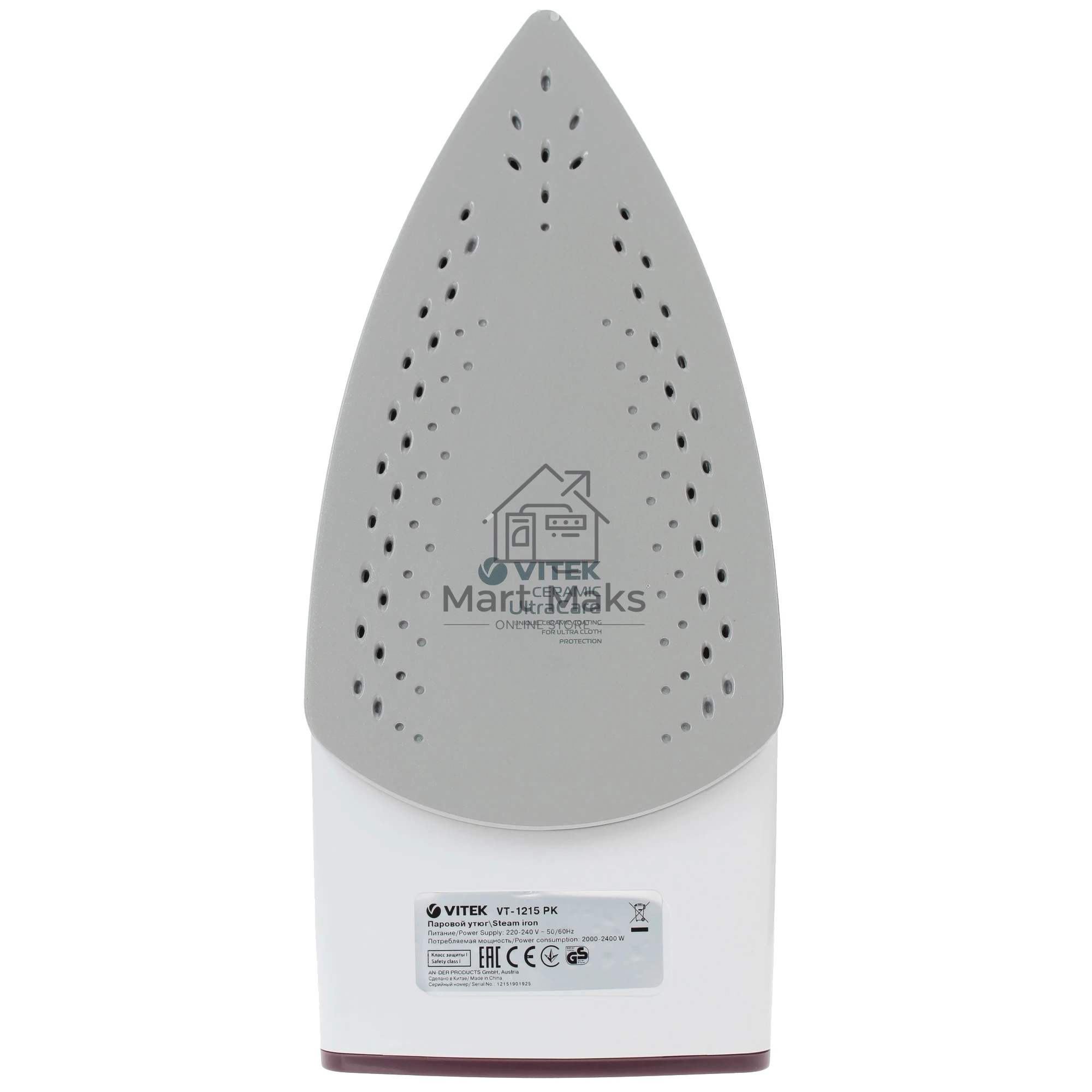 Утюг Vitek VT-1215 (PK) максимальная 2400 Вт.Подошва Ceramic Ultra Care.