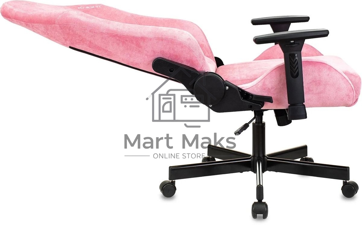 Кресло игровое Knight N1 Fabric розовый Velvet 36 с подголов. крестовина металл