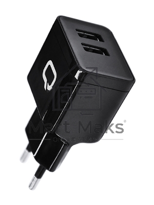 Сетевое зарядное устройство Qumo Energy (Charger 0062), 2 USB, 3.1A, Micro USB cable, черный