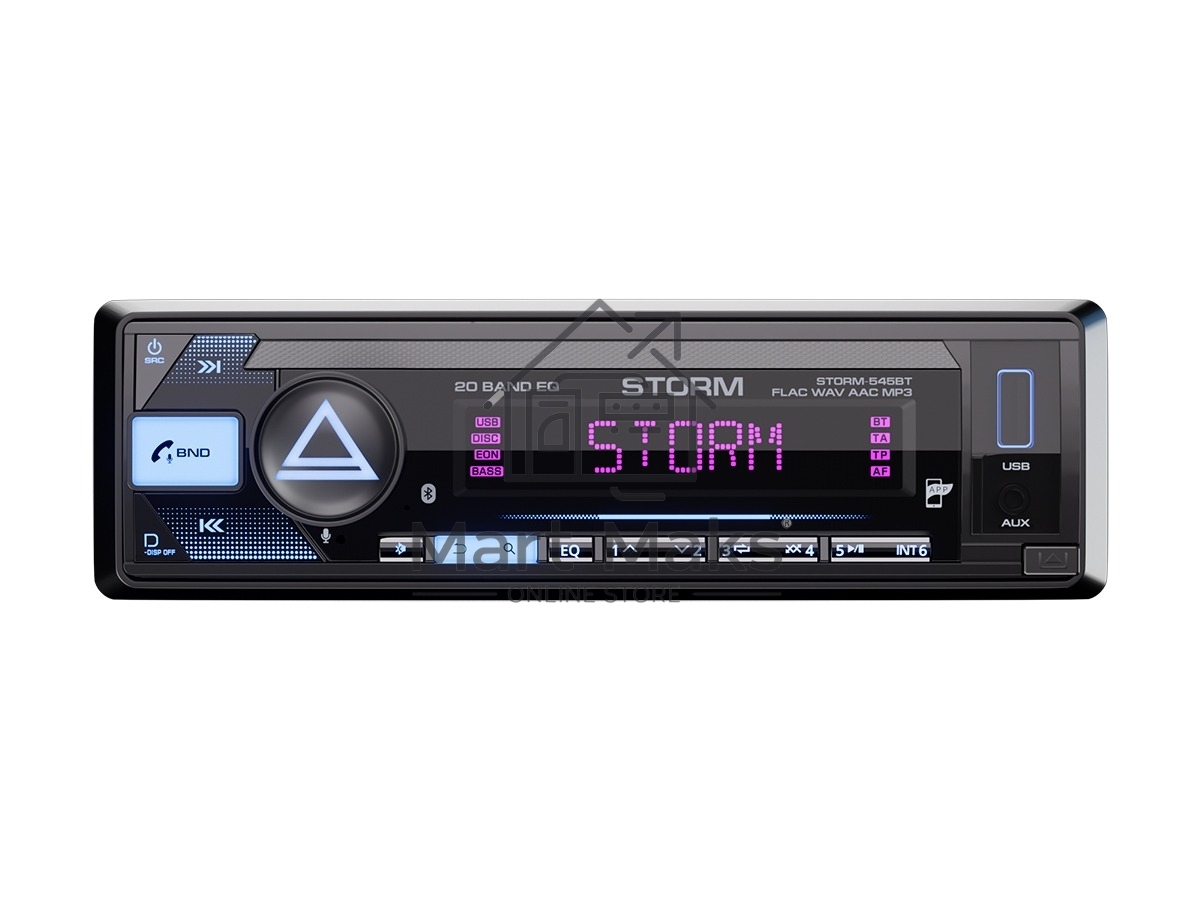 Автомагнитола AURA STORM-545BT, 1 DIN, Bluetooth, USB Type-A, AUX