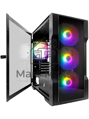 Компьютерный корпус 1STPLAYER TRILOBITE T3-G Black / mATX, TG / 4x 120мм LED fans inc. / T3-G-BK-4F1