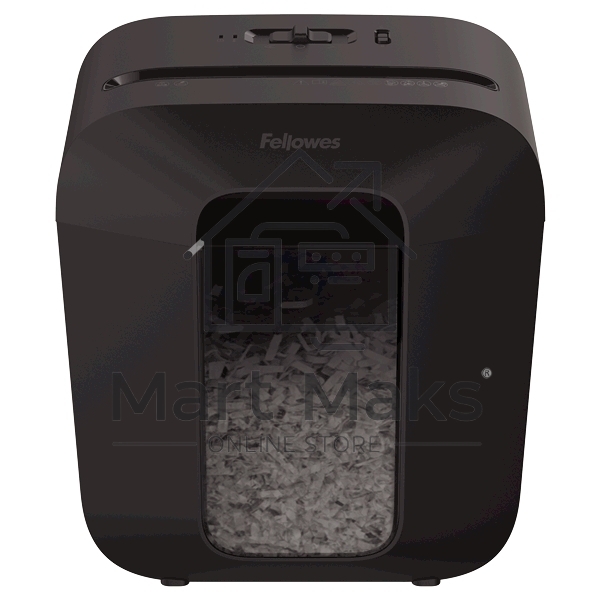 Шредер Fellowes PowerShred LX25 черный (секр.P-4)/перекрестный/6лист./11.5лтр./скрепки/скобы/пл.карты