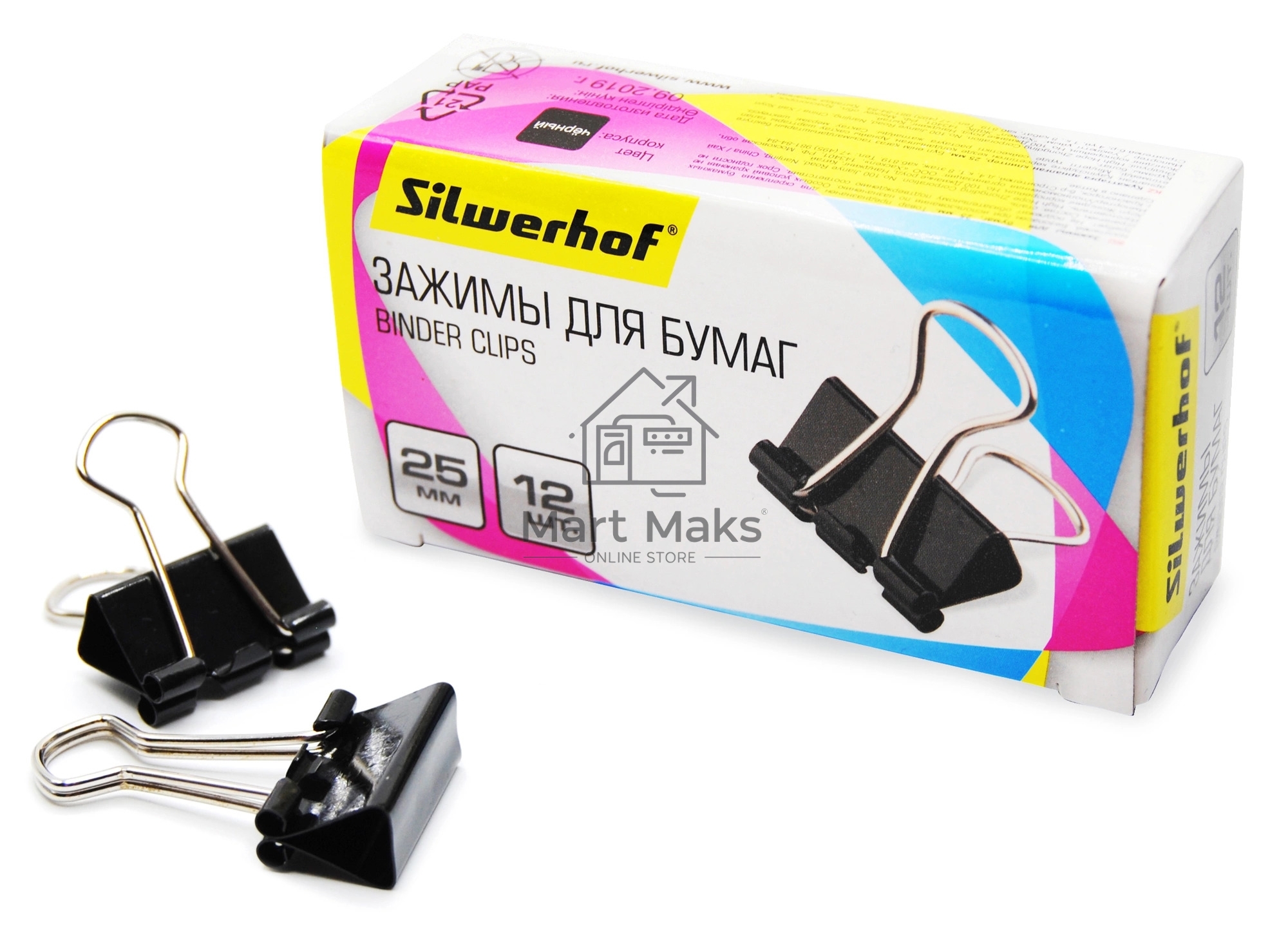 Зажимы Silwerhof 510015 сталь 25мм черный (упаковка: 12шт) картонная коробка