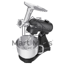 Кухонная машина Korting KKM 0107 MB N, мощность 1500 Вт, 5 насадок, объем чаши 6.5 л, сенсорный дисплей/механическое управление, планетарное вращение, 11 скоростей, турборежим, импульсный режим, таймер, насадка для смешивания/крюк для теста/веничк/мясорубка, черный