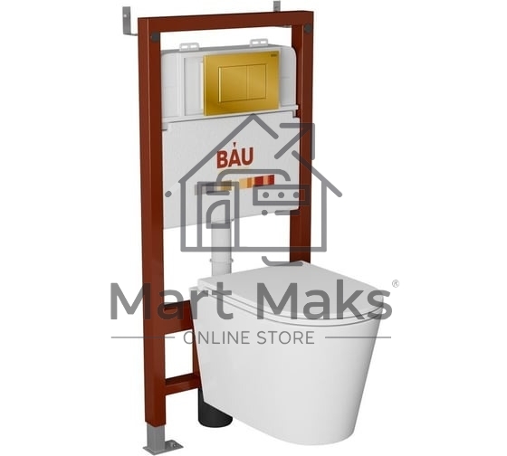 Комплект BAU 6 в 1: инсталляция BAU PRO, унитаз подвесной торнадо Bau Nimb Hurricane-3, сиденье дюропласт микролифт, кнопка смыва BAU Soul, черная матовая
