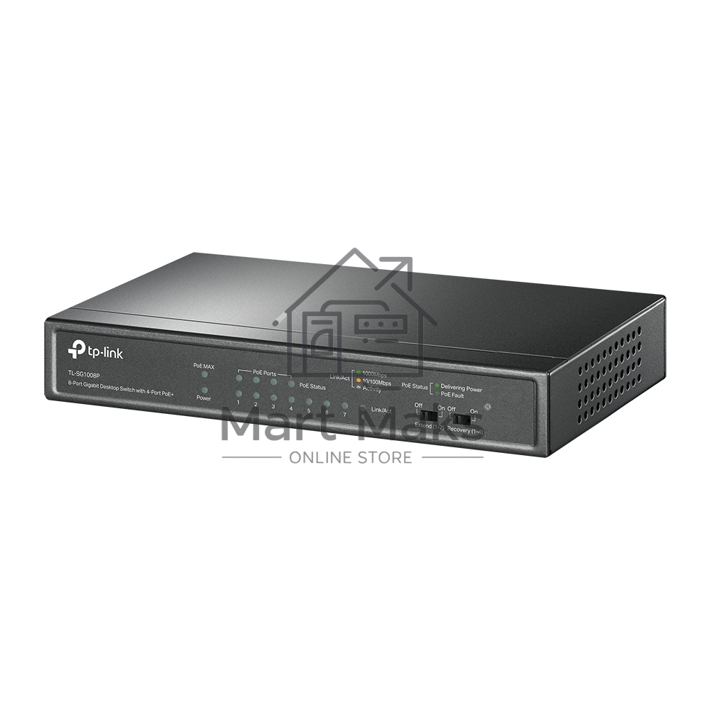Коммутатор TP-Link TL-SG1008P, 4×1 Гбит/с PoE+ + 4×1 Гбит/с Uplink, неуправляемый