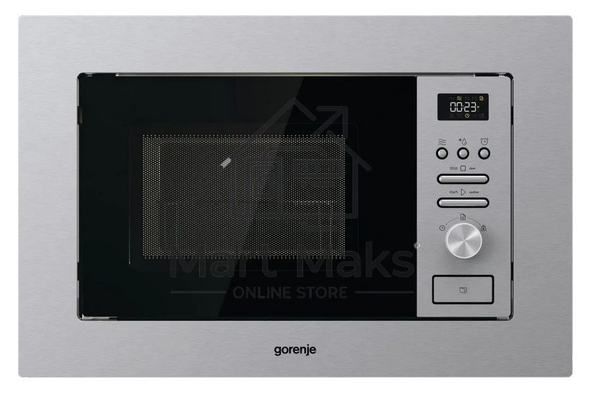 Микроволновая печь встраиваемая Gorenje BMI201AG1X нержавеющая сталь, 20 л, 800 Вт, переключатели - поворотный механизм/кнопки
