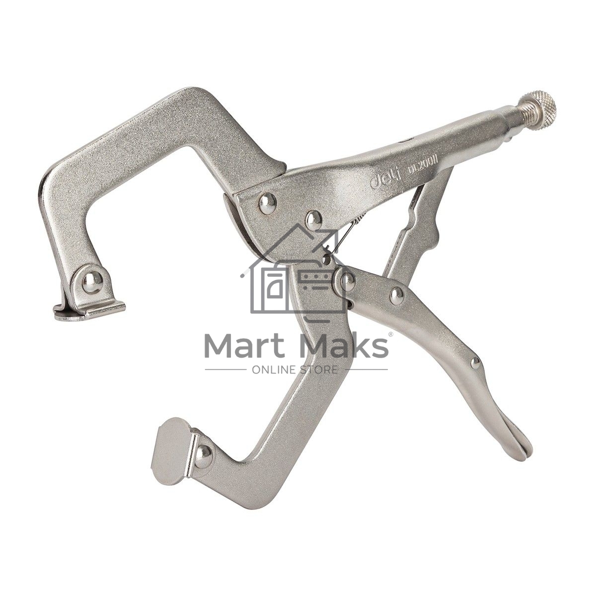 Зажимные клещи С-образные с фиксатором Deli DL20011 Рабочий ход 78 мм. Материал высокоуглеродистая сталь CrMo. Регулировочный винт. Быстросъемная ручка.