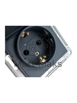 Механизм розетки 1-м СП AtlasDesign 16А IP20 с заземл. защ. шторки с крышкой грифель