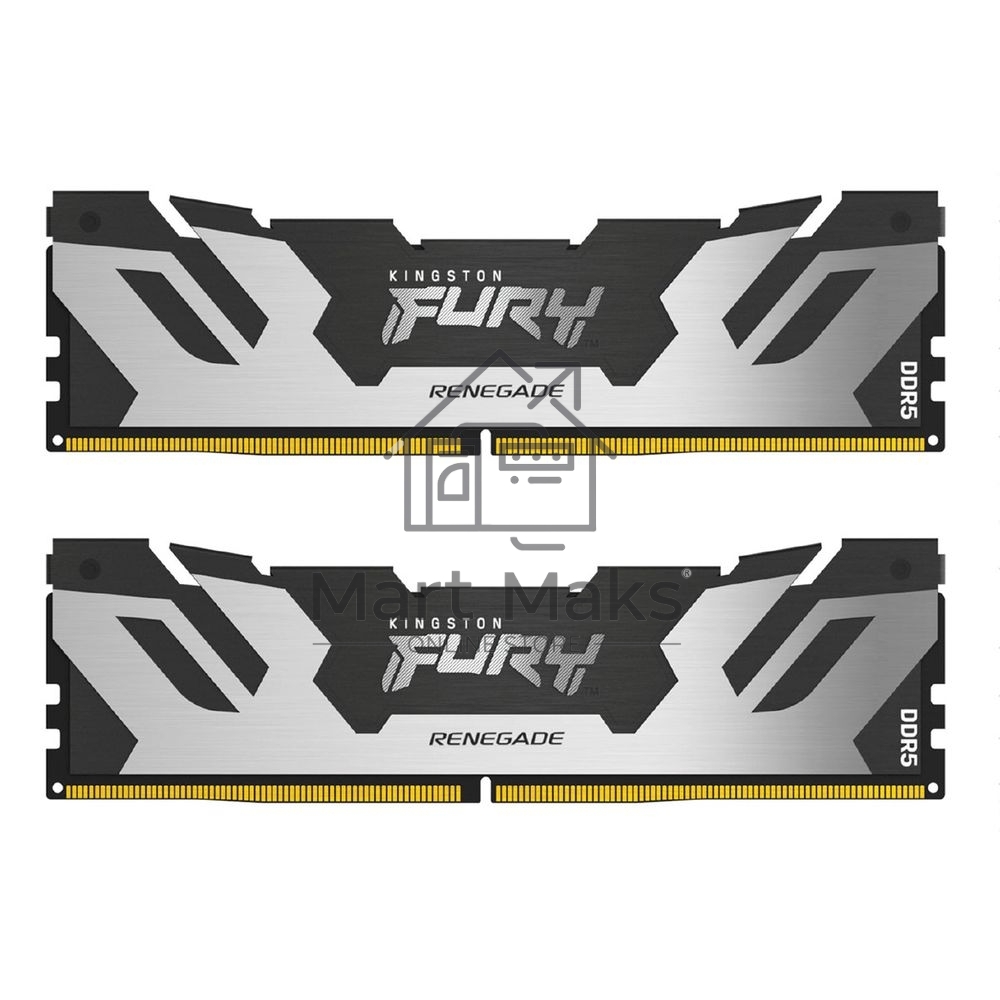Оперативная память Kingston Fury Renegade, DDR5, 48GB (2x24GB), 7200MHz, CL38, DIMM, с радиатором, серебристый/черный