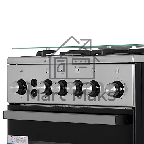 Плита газовая De Luxe 5040.40Г (кр) ЧР-010 серебристый, конфорок 4 шт, духовка 46 л, 50 см x 85 см x 50 см