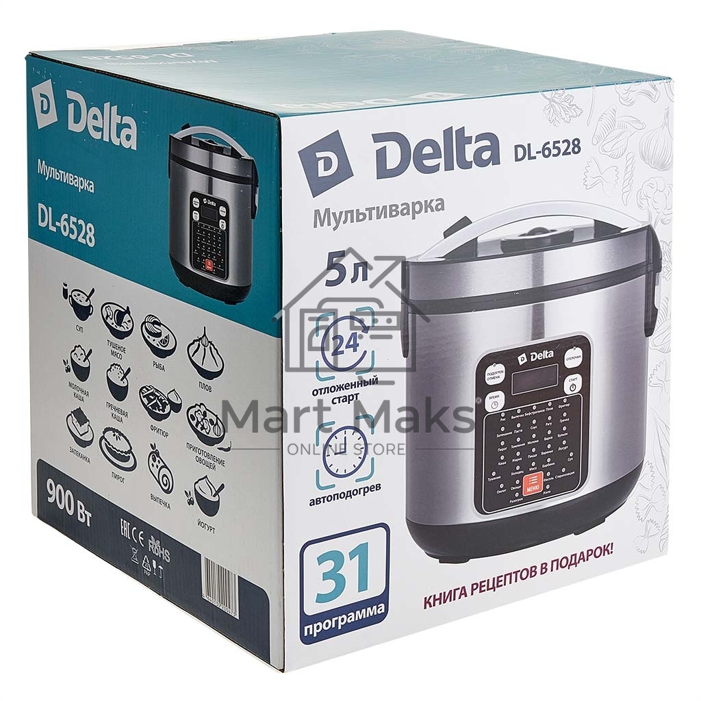 Мультиварка DELTA DL-6528 черная: 900 Вт,5л, 31 ПРОГРАММА (4)