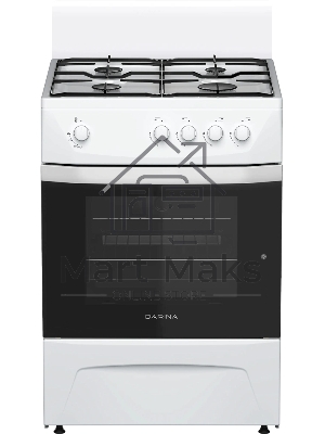 Плита газовая Darina C 1001 W белый/черный, конфорок 4 шт, духовка 50 л, 60 см x 85 см x 60 см