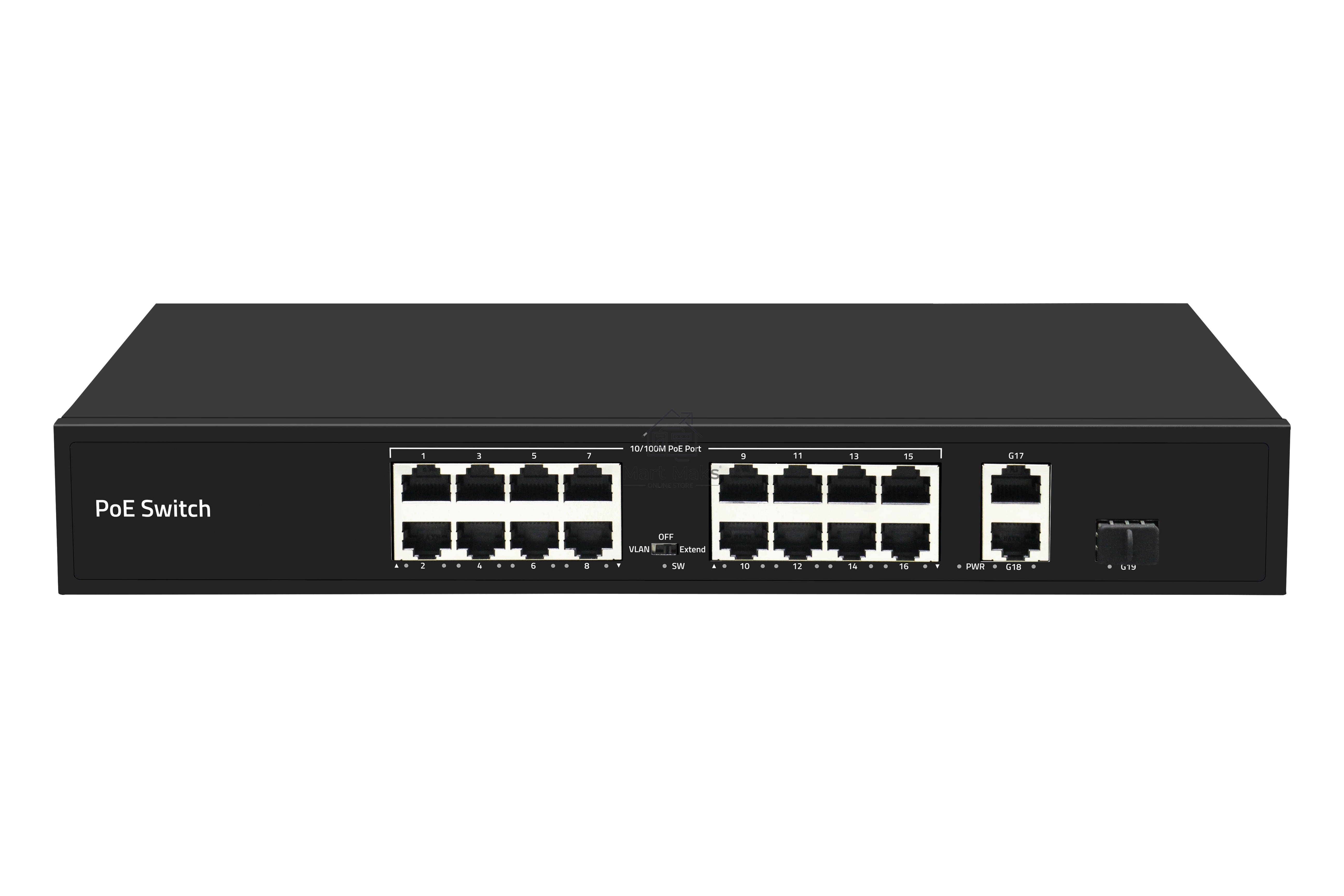 Коммутатор GIGALINK GL-SW-F005-16P, 16×100 Мбит/с PoE + 2×1 Гбит/с + 1×1 Гбит/с SFP, неуправляемый
