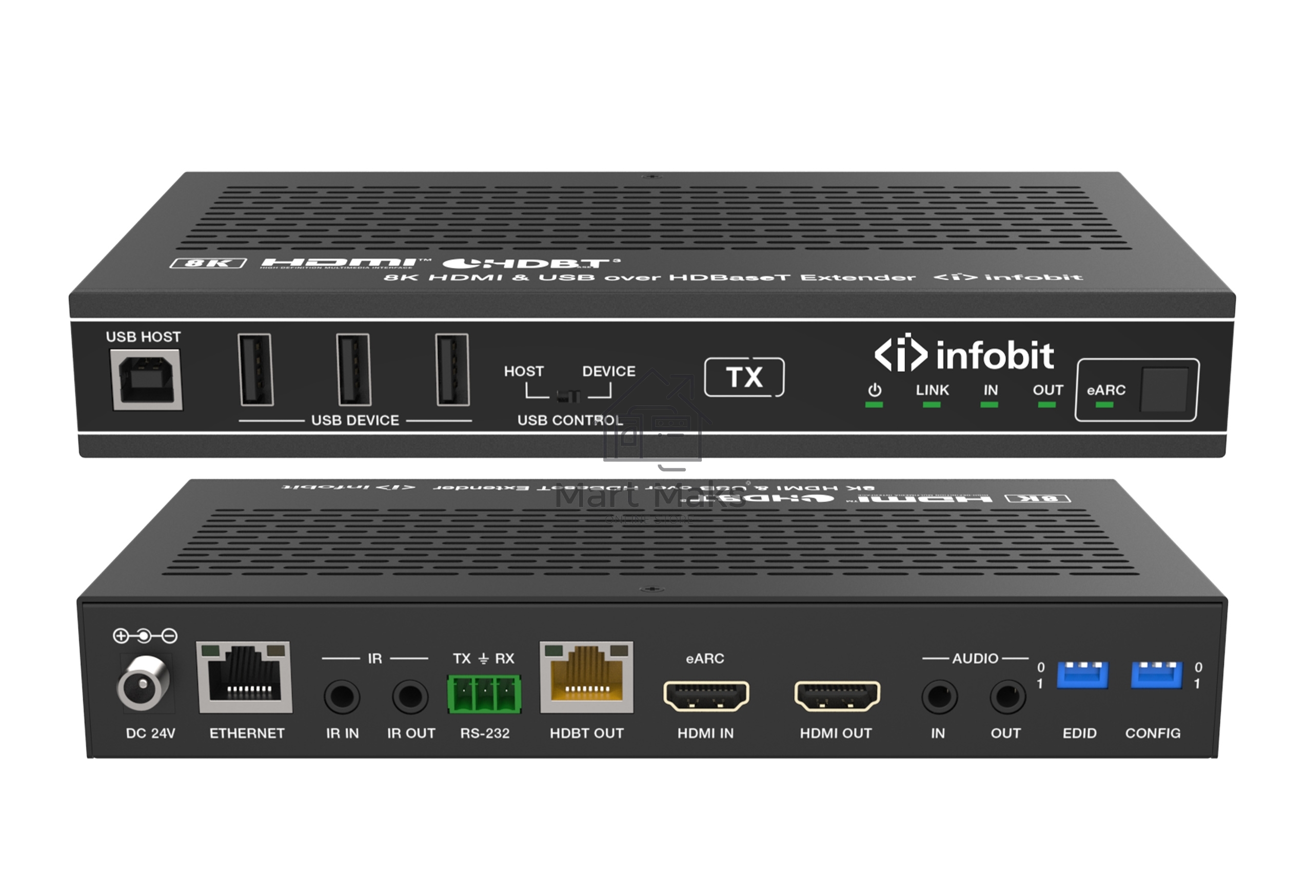 Удлинитель сигнала HDMI, USB Infobit iTrans E90U8K разрешение 8К/30, USB 2.0 до 90 метров, eARC