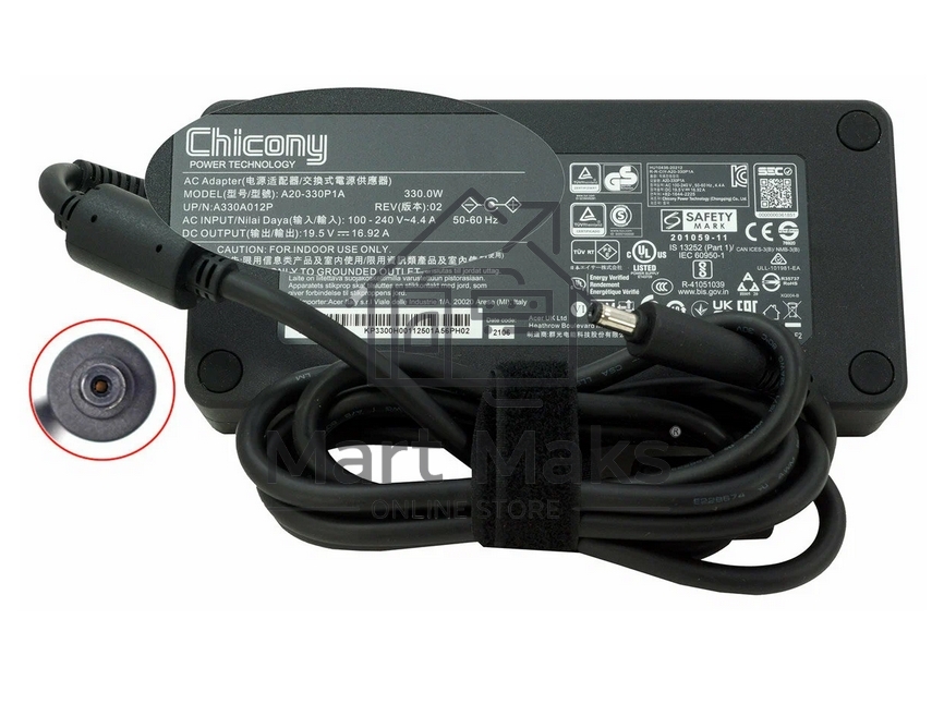 Блок питания (сетевой адаптер) для ноутбуков Acer 19.5V 16.92A 330W 5.5x1.7мм