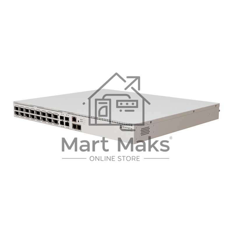 Коммутатор MikroTik CRS520-4XS-16XQ-RM Cloud Router Switch with Quad-Core AL52400 2 GHz CPU, 4 Gb RAM, 98CX8410 switch chip, 2 x 10G Eth ports, 4 x 25G SFP28 ports, 16 x 100G QSFP28 ports, RouterOS L5, 1U rackmount enclosure, dual hot-swap PSU, 4 x hot-swap fans