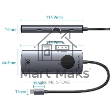 USB-концентратор Vention TQZHB, USB Type-C, USB/HDMI/RJ-45/USB Type-C, USB Type-C