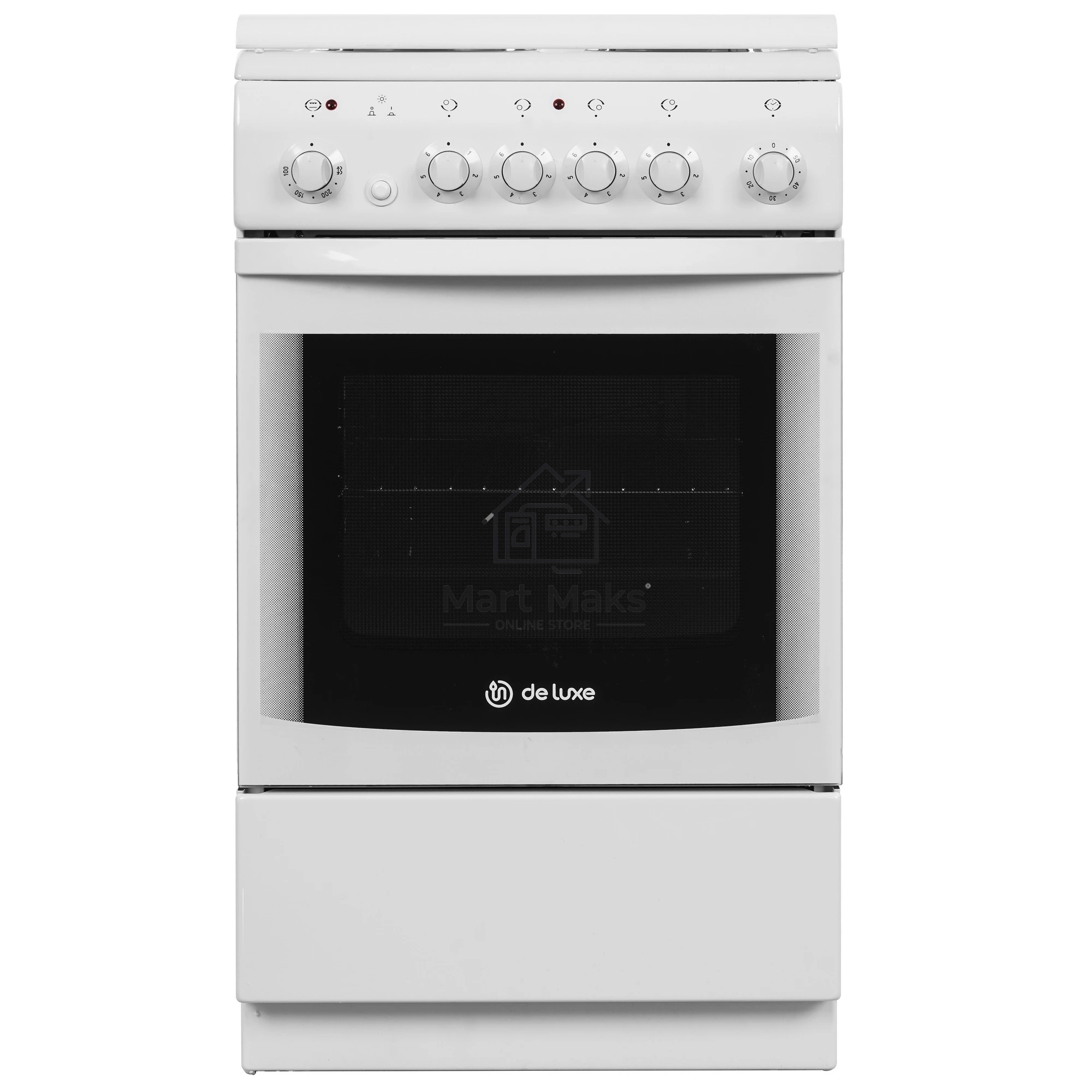 Плита электрическая De Luxe 506004.00Э (кр) белый, конфорок 4 шт, духовка 60 л, 50 см x 85 см x 60 см