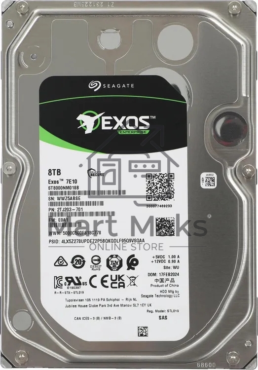 Жесткий диск HDD Seagate Exos 7E10 8Tb 7200rpm SAS 256Mb 3.5