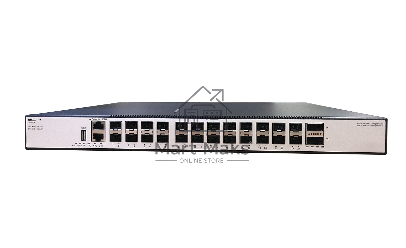 Коммутатор ORIGO OS6226/A1A, 24×10 Гбит/с SFP+ + 2×100 Гбит/с QSFP28, управляемый